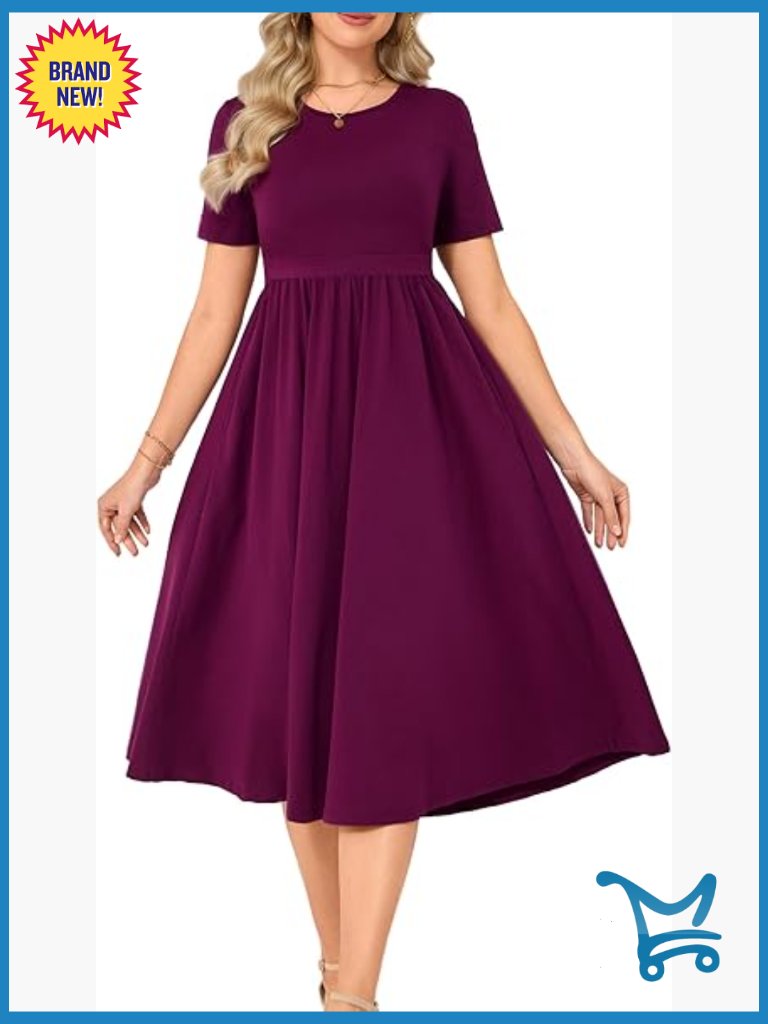 Cotton Nursing Dresses Breastfeeding Midi Dress With Pockets, Floral, A-Line